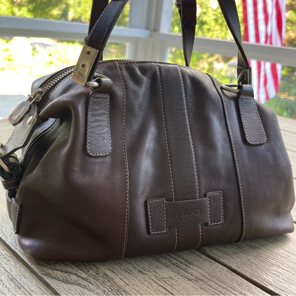 Prüne Argentina Brown Leather Satchel Bag with Double Handles - Picture 1 of 14
